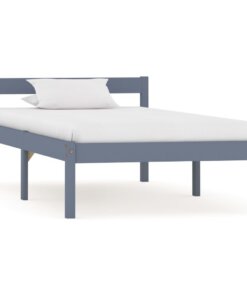 vidaXL Bedframe massief grenenhout grijs 90x200 cm