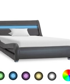 vidaXL Bedframe met LED kunstleer grijs 100x200 cm