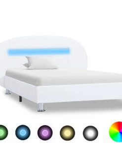 vidaXL Bedframe met LED kunstleer wit 100x200 cm