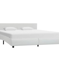 vidaXL Bedframe met LED kunstleer wit 160x200 cm