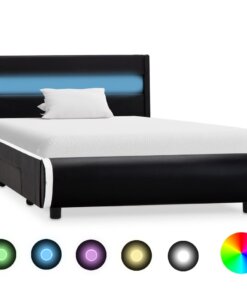 vidaXL Bedframe met LED kunstleer zwart 100x200 cm