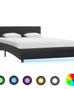 vidaXL Bedframe met LED kunstleer zwart 120x200 cm