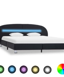 vidaXL Bedframe met LED kunstleer zwart 180x200 cm
