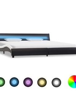 vidaXL Bedframe met LED kunstleer zwart en wit 180x200 cm