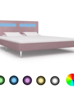 vidaXL Bedframe met LED stof roze 180x200 cm