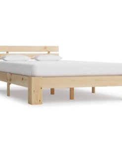 vidaXL Bedframe met hoofdbord massief grenenhout wit 140x200 cm