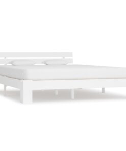 vidaXL Bedframe met hoofdbord massief grenenhout wit 160x200 cm