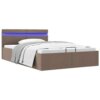 vidaXL Bedframe met hydraulische opslag en LED stof taupe 140x200 cm