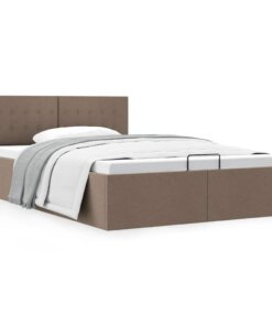 vidaXL Bedframe met hydraulische opslag stof taupe 140x200 cm