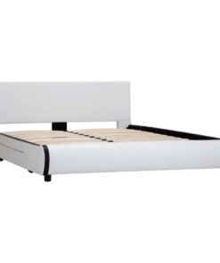 vidaXL Bedframe met lades kunstleer wit 140x200 cm