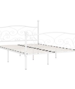 vidaXL Bedframe met lattenbodem metaal wit 160x200 cm
