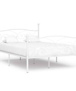 vidaXL Bedframe met lattenbodem metaal wit 160x200 cm