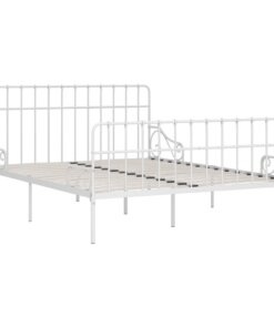 vidaXL Bedframe met lattenbodem metaal wit 200x200 cm
