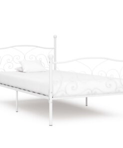vidaXL Bedframe met lattenbodem metaal wit 90x200 cm