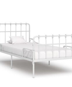 vidaXL Bedframe met lattenbodem metaal wit 90x200 cm