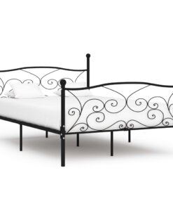 vidaXL Bedframe met lattenbodem metaal zwart 160x200 cm