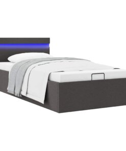 vidaXL Bedframe met opbergruimte en LED stof donkergrijs 100x200 cm
