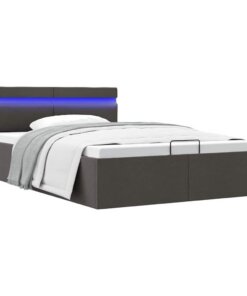 vidaXL Bedframe met opbergruimte en LED stof donkergrijs 140x200 cm