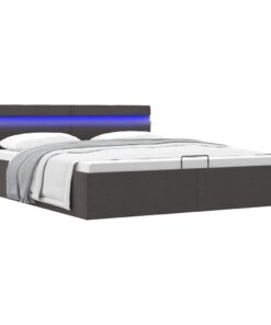 vidaXL Bedframe met opbergruimte en LED stof donkergrijs 180x200 cm
