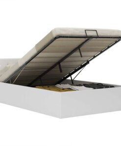 vidaXL Bedframe met opbergruimte hydraulisch kunstleer wit 120x200 cm