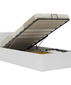 vidaXL Bedframe met opslag hydraulisch kunstleer wit 100x200 cm