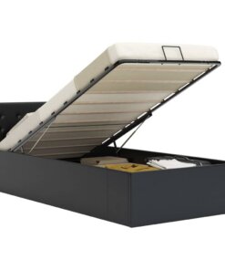 vidaXL Bedframe met opslag hydraulisch kunstleer zwart 100x200 cm