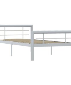 vidaXL Bedframe metaal grijs en wit 100x200 cm