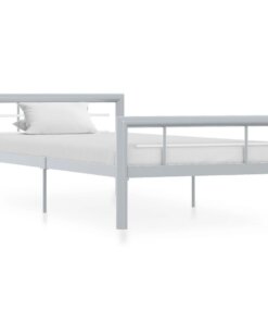 vidaXL Bedframe metaal grijs en wit 100x200 cm
