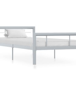 vidaXL Bedframe metaal grijs en wit 90x200 cm