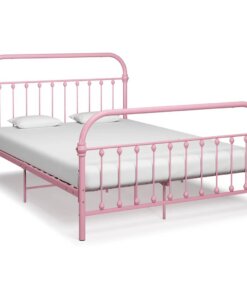 vidaXL Bedframe metaal roze 120x200 cm
