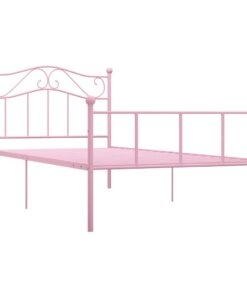 vidaXL Bedframe metaal roze 90x200 cm