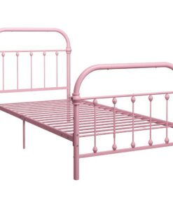 vidaXL Bedframe metaal roze 90x200 cm