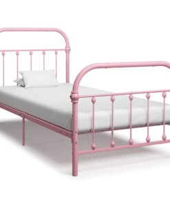 vidaXL Bedframe metaal roze 90x200 cm