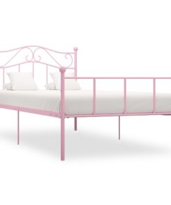 vidaXL Bedframe metaal roze 90x200 cm