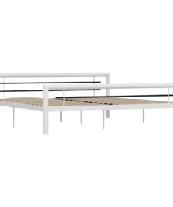 vidaXL Bedframe metaal wit en zwart 180x200 cm