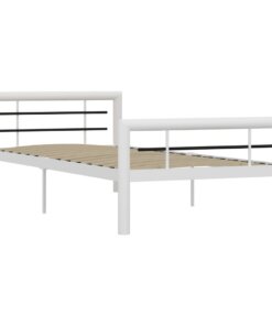 vidaXL Bedframe metaal wit en zwart 90x200 cm