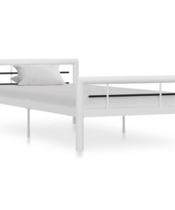 vidaXL Bedframe metaal wit en zwart 90x200 cm