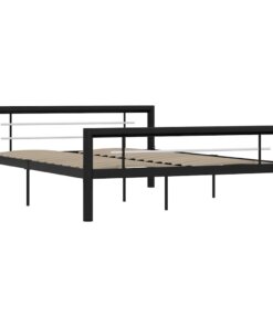 vidaXL Bedframe metaal zwart en wit 140x200 cm