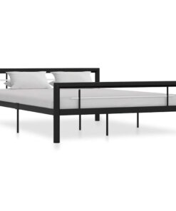 vidaXL Bedframe metaal zwart en wit 140x200 cm