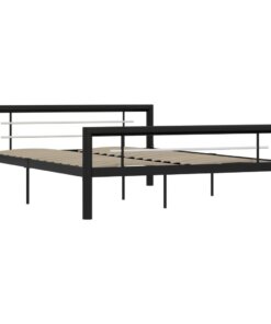 vidaXL Bedframe metaal zwart en wit 160x200 cm