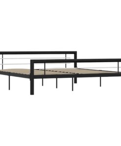 vidaXL Bedframe metaal zwart en wit 180x200 cm