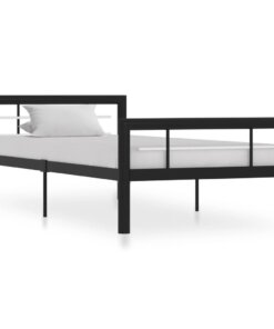vidaXL Bedframe metaal zwart en wit 90x200 cm