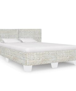 vidaXL Bedframe natuurlijk rattan grijs 140x200 cm