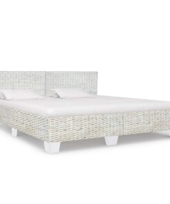 vidaXL Bedframe natuurlijk rattan grijs 180x200 cm