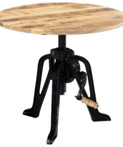 vidaXL Bijzettafel 60x(46-63) cm massief mangohout en gietijzer