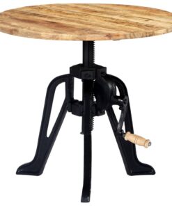 vidaXL Bijzettafel 60x(46-63) cm massief mangohout en gietijzer
