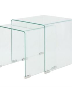 vidaXL Bijzettafel set 2-dlg transparant gehard glas