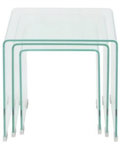vidaXL Bijzettafel set 3-dlg transparant gehard glas