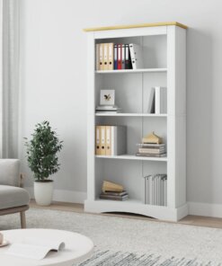 vidaXL Boekenkast 4 schappen 80x29x150 cm grenenhout Corona-stijl wit