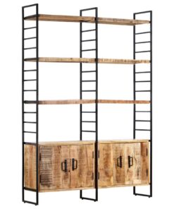 vidaXL Boekenkast met 4 schappen 124x30x180 cm ruw mangohout